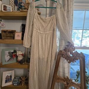 Free People Cream Long Sleeve Dress